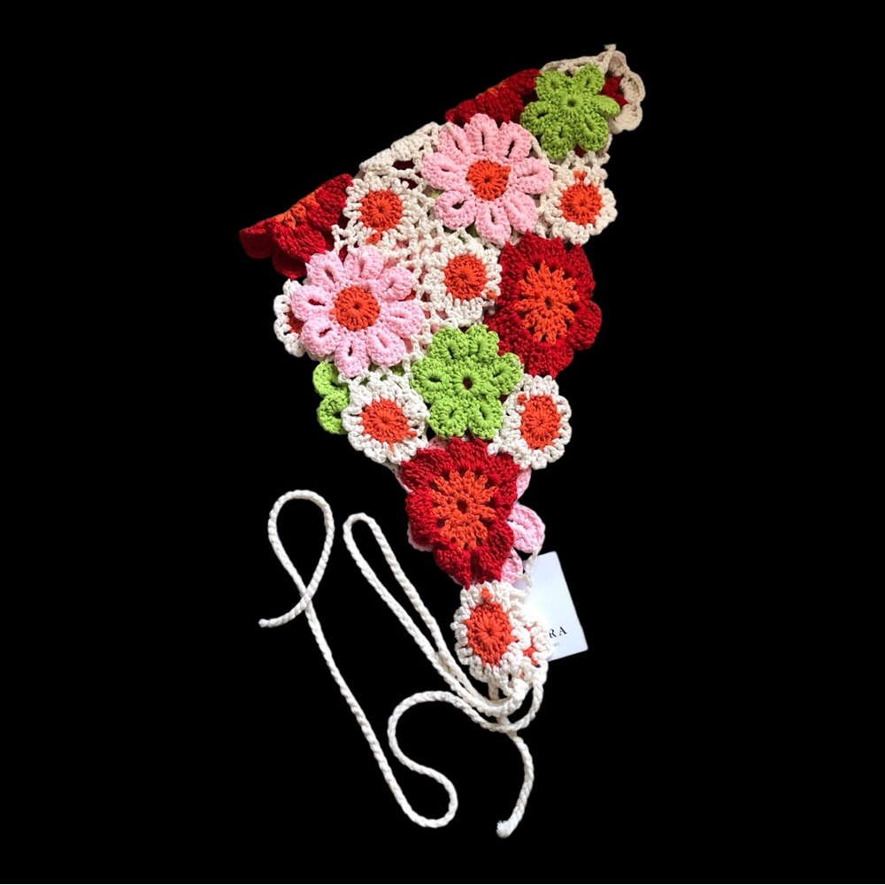 Crochet Floral Headscarf Bandana